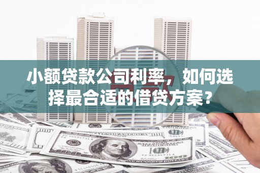 晴隆小额贷款公司利率，如何选择最合适的借贷方案？